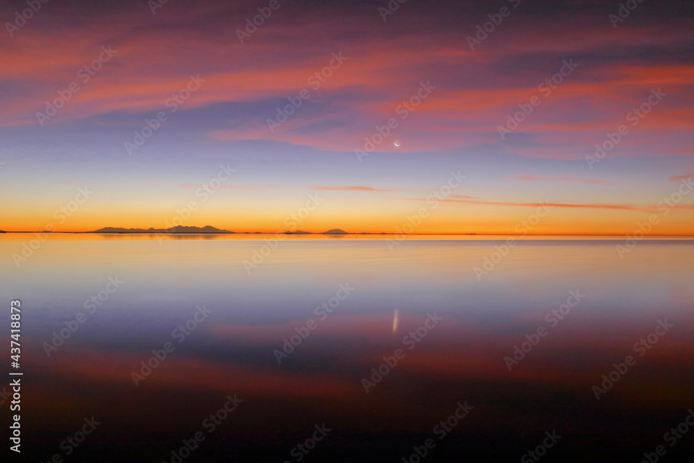 Sunset in Uyuni Salt Flat, Bolivia