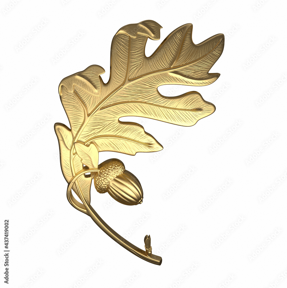 Fototapeta premium oak leaf 3d render, on a white background