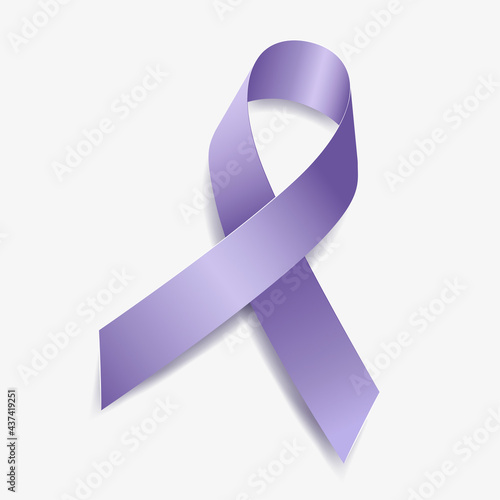 Periwinkle blue ribbon awareness esophageal, gastric, stomach cancer, pulmonary hypertension . Isolated on white background. Vector illustration.