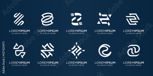 collection of monogram Z logo design. Creative initial Z letter mark, line art style, abstract. Premium vector