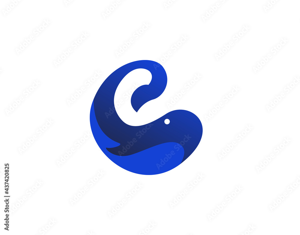 Ocean whale E Letter Initial Logo Design Template. Business, Company Icon Line Art Vector Ocean whale E Letter Initial Logo Design Template. Business, Company Icon Line Art Vector