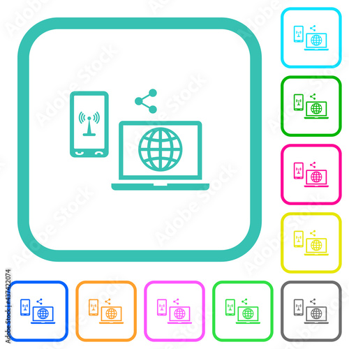 Share mobile internet vivid colored flat icons