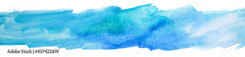 Watercolor element texture on white background. blue stripe background.