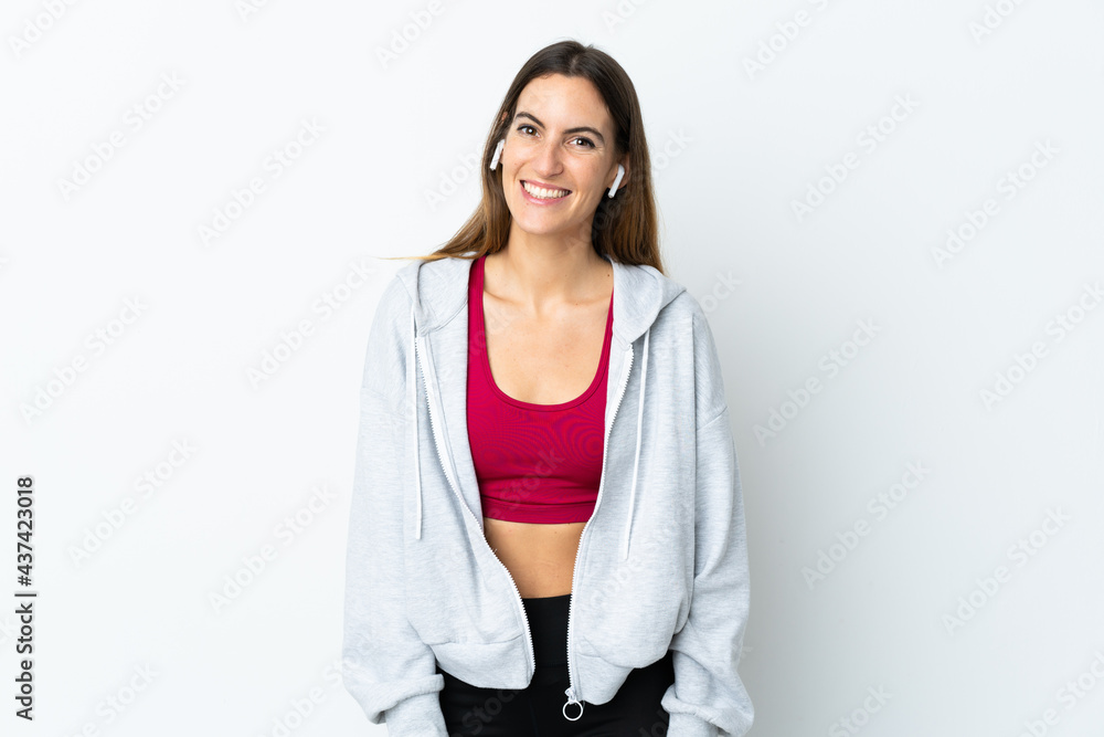 Young sport woman over isolated background happy and smiling Young sport woman over isolated background happy and smiling