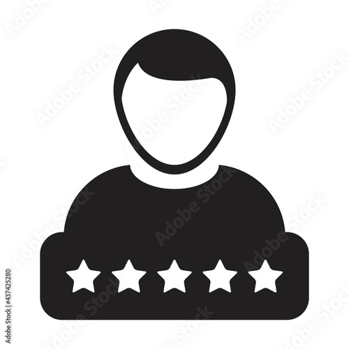 Social credit system icon 5 star rating vector male user person profile avatar symbol for in a glyph pictogram illustration