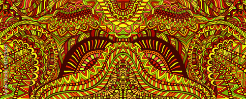 Ethnic colorful kaleidoscope psychedelic trippy shamanic background.