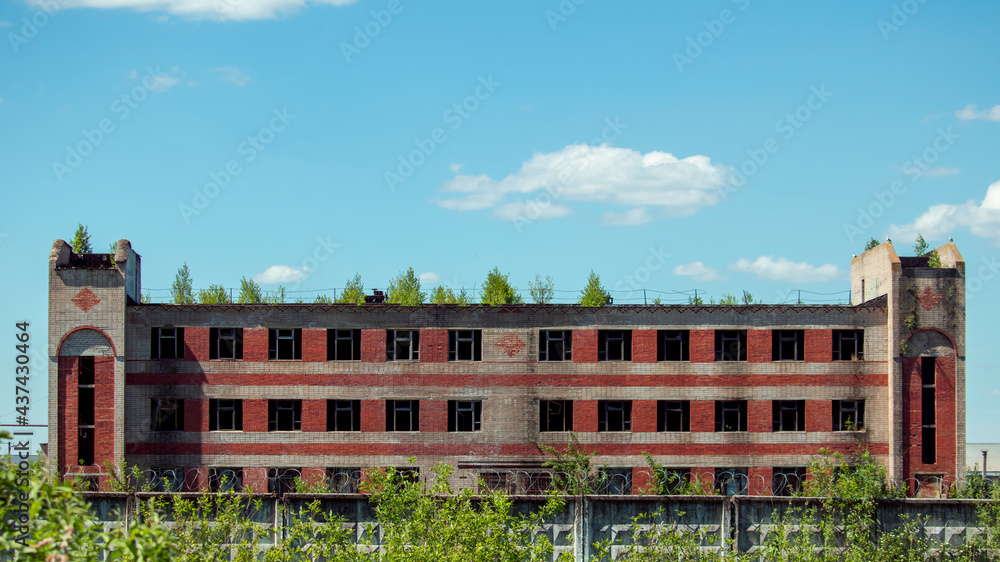 Abandoned and dilapidated industrial buildings after hostilities