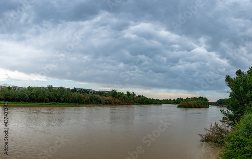 panoramic clouds over the river
