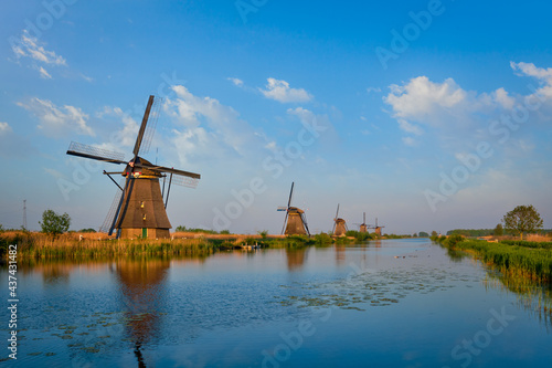 Windmills at Kinderdijk in Holland. Netherlands © Dmitry Rukhlenko