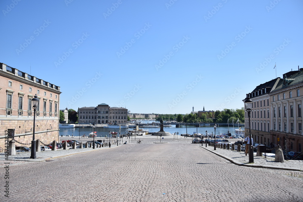 Slottsbacken beside the royal palace in Stockholm Sweden 