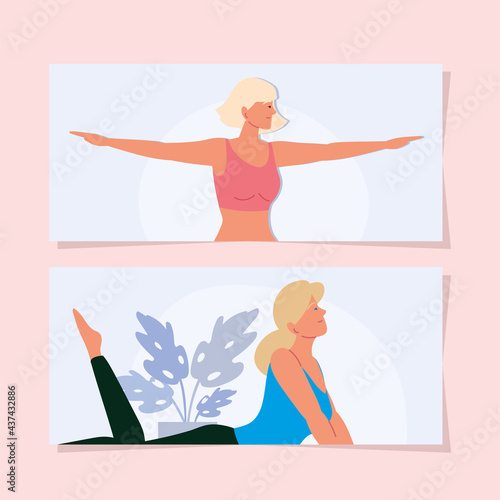 women yoga positions banner