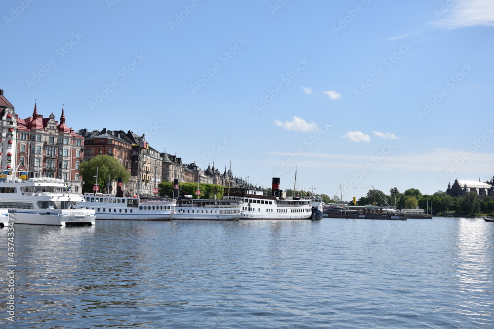 Obraz premium View over Stockholm, Strandvägen, Sweden 