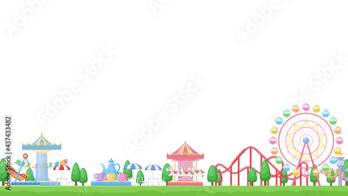 かわいい遊園地のフレーム_イラスト素材_16:9
