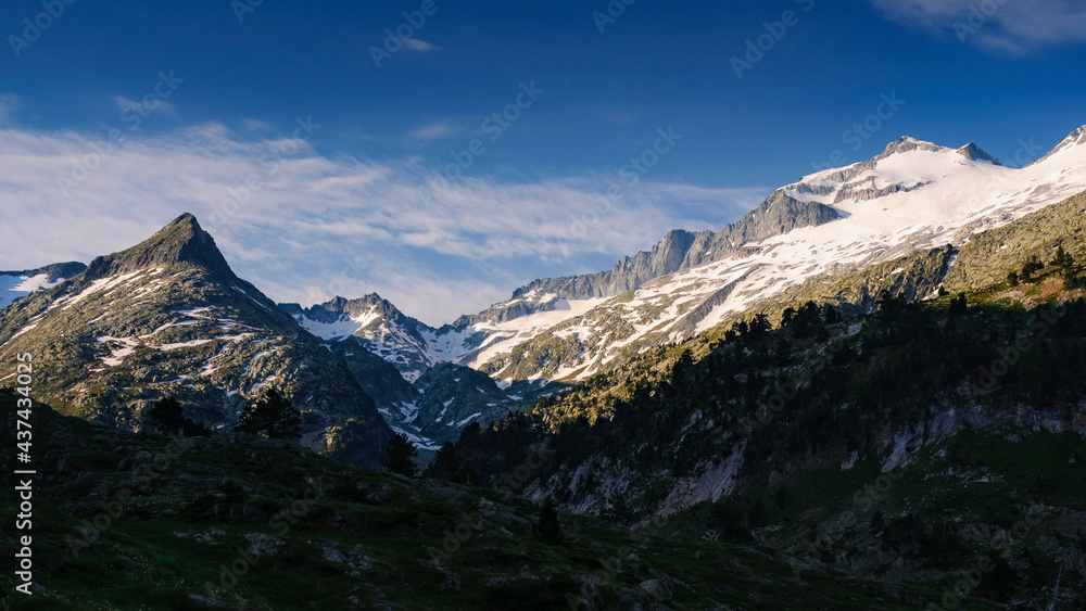 Plan d'Aigualluts under the Aneto summit in summer (Benasque, Pyrenees, Spain)