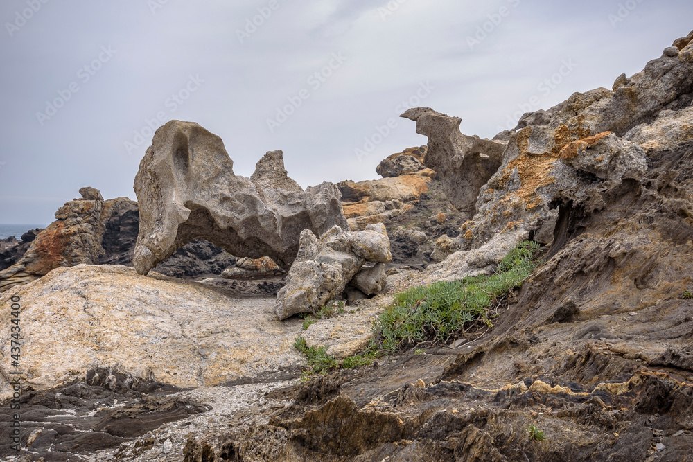 Rocks with original geological forms of Pla de Tudela, in Cap de Creus (Costa Brava, Catalonia, Spain) Rocks with original geological forms of Pla de Tudela, in Cap de Creus (Costa Brava, Catalonia, Spain)