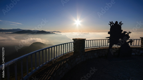 Spring sunrise at the Figuerassa viewpoint (Barcelona province, Catalonia, Spain, Pyrenees)