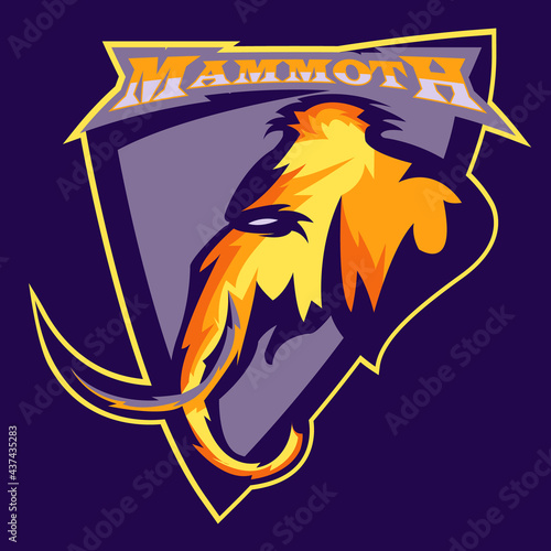 mammoth logo design vector. head mammoth illustration