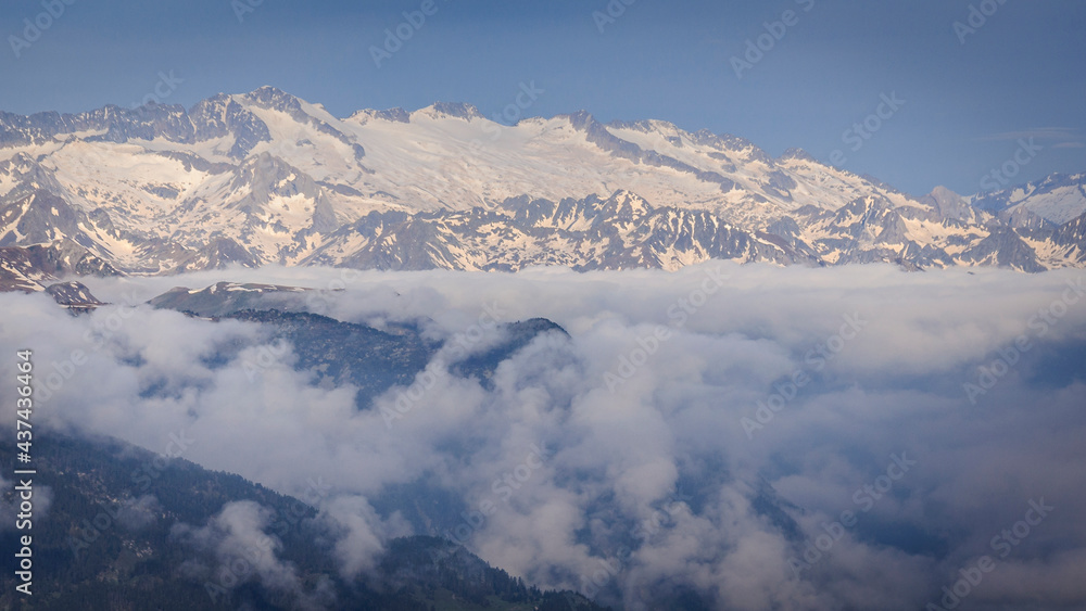Views of Aran valley and Aneto from Baqueira (Aran Valley, Catalonia, Pyrenees, Spain)