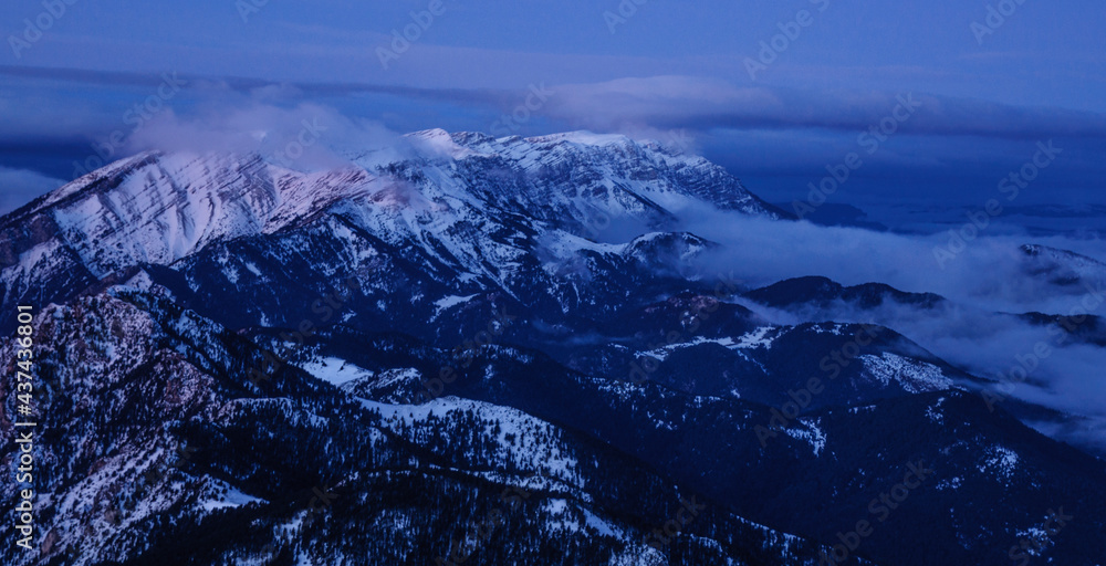Winter sunrise in the Tosa d'Alp summit (Cadí-Moixeró Natural Park, Catalonia, Spain, Pyrenees)