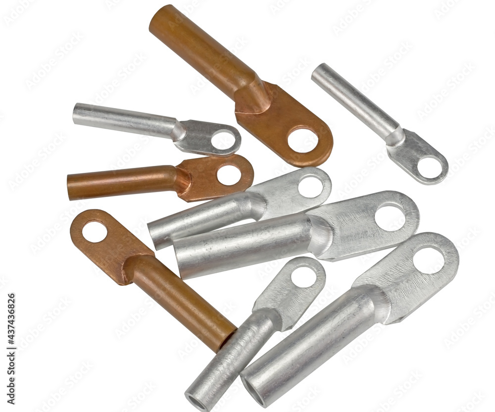 Electric terminals of different size on white Electric terminals of different size on white