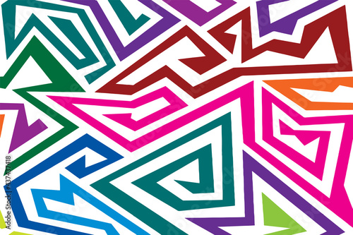 Triangle Infinity strange rainbow tribal maze seamless pattern vector background