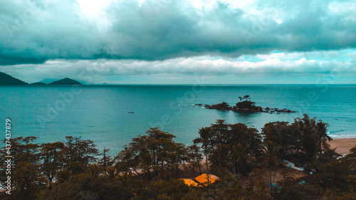 Winter Autumn Cold Island Fog Beach Rainforest Background Nature Trees Leaves Green Blue Landscape Cloud Castelhanos Ilhabela Brazil