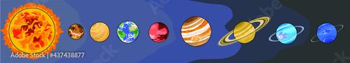 The solar system and planets on universe vector isolated