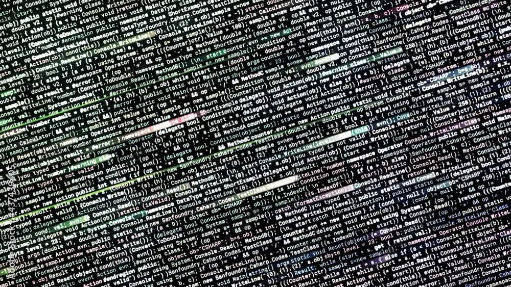 Abstract program code is written on the screen, seamless loop ...