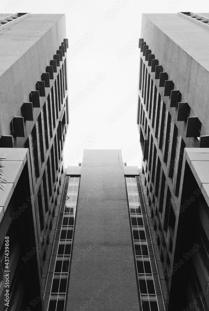 Fototapeta premium frog eye view angle office building in daylight