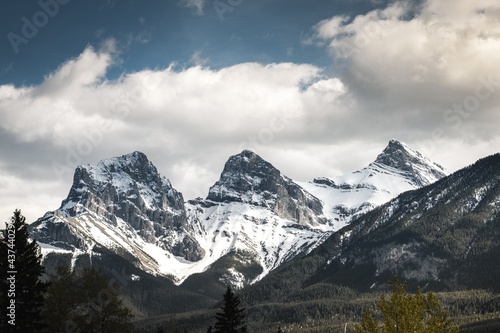 Three Sisters Mountain Range in Alberta, Canada photo