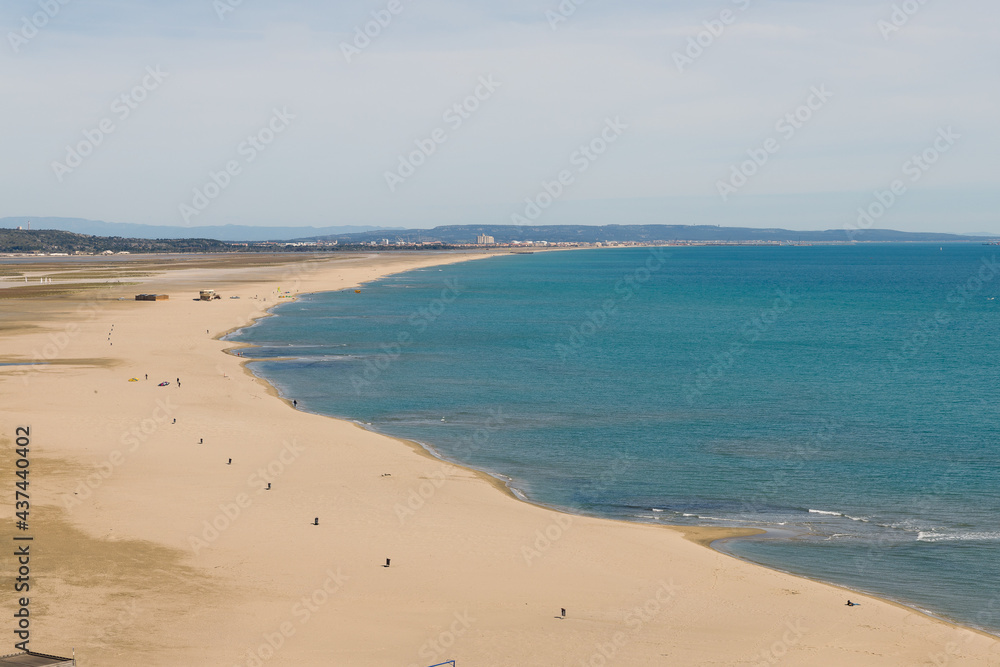 Vu sur la plage de la Franqui, région de Narbonne, France