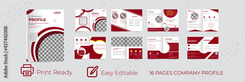 Brochure template layout design  company profile  minimal business brochure  red color shape design  annual report  editable template layout.