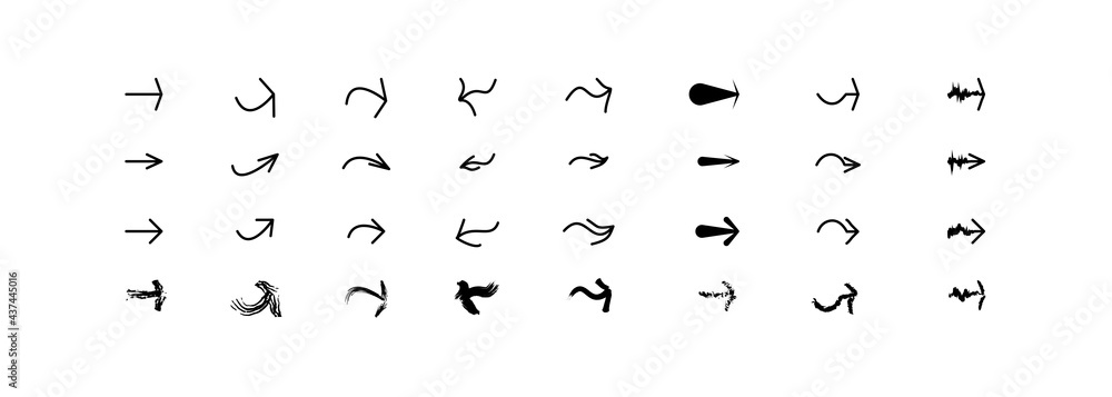 Set of vector icons of deformed arrows. Illusion of distorted arrow icons. Set of vector icons of deformed arrows. Illusion of distorted arrow icons.