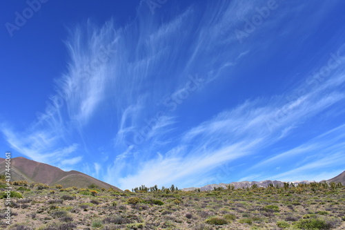 Blue Sky in Valle de Las Leñas, High Mountain, Cordillera de Los Andes, Malargüe, Mendoza, Cuyo, Argentina photo