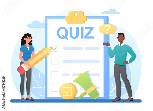 taking a quiz on clipboard with checklist