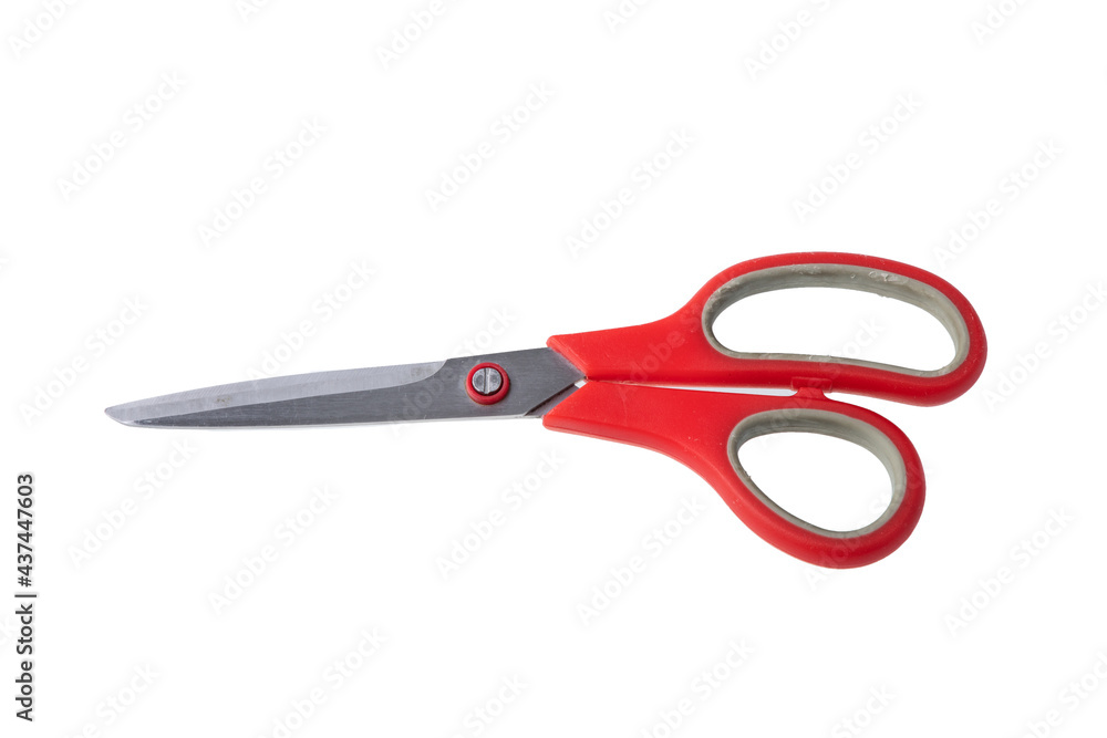 Used red scissors on white background Used red scissors on white background