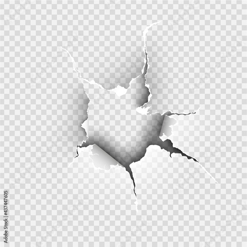 ragged Hole torn in ripped paper on transparent background