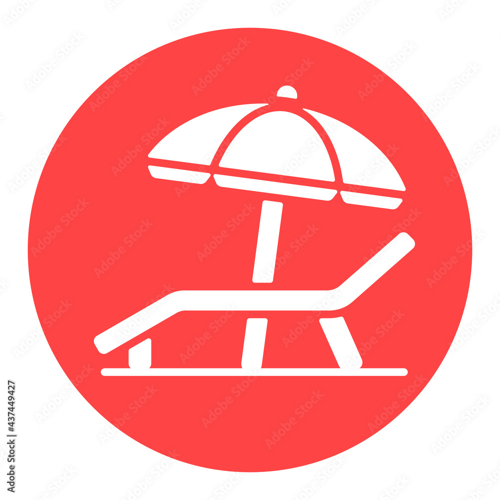 Lounger Beach Sunbed Chair vector white glyph icon Lounger Beach Sunbed Chair vector white glyph icon