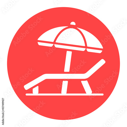Lounger Beach Sunbed Chair vector white glyph icon