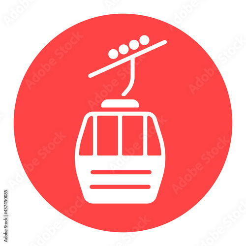 Ski lift gondola flat vector white glyph icon