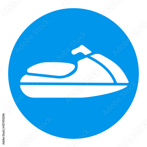 Jet ski water sport flat vector white glyph icon