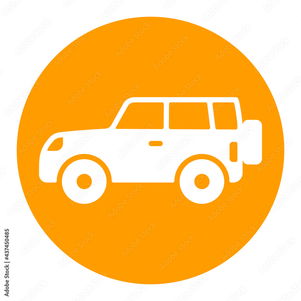 SUV car flat vector white glyph icon isolated SUV car flat vector white glyph icon isolated