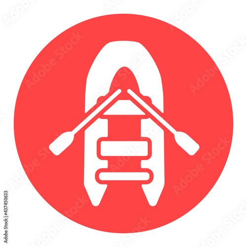Inflatable rubber boat vector white glyph icon