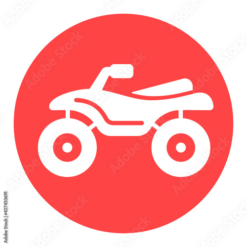 ATV rider, Quad bike flat vector white glyph icon