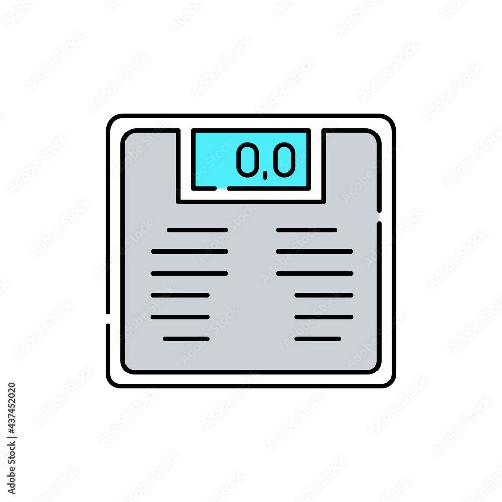 Scales line color icon. To lose weight. Weight measuring Scales line color icon. To lose weight. Weight measuring