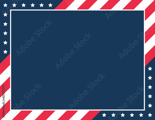 Patriotic Stars and Stripes, July 4th Banner, US Flag Banner, Memorial Day Background, Veteran's Day Background, Independence Day Frame, Red and White Stripes, Vector Illustration Background