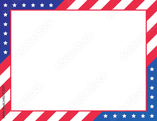 Patriotic Stars and Stripes, July 4th Banner, US Flag Banner, Memorial Day Background, Veteran's Day Background, Independence Day Frame, Red and White Stripes, Vector Illustration Background