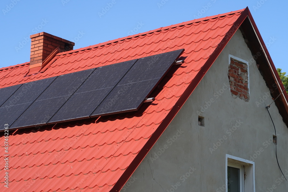 Photovoltaic cells on the roof of the house