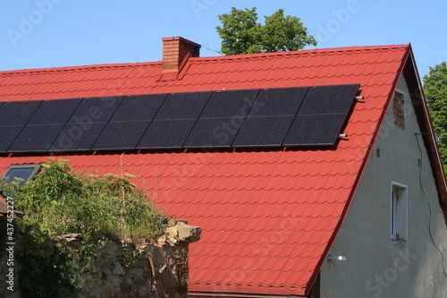 Photovoltaic cells on the roof of the house