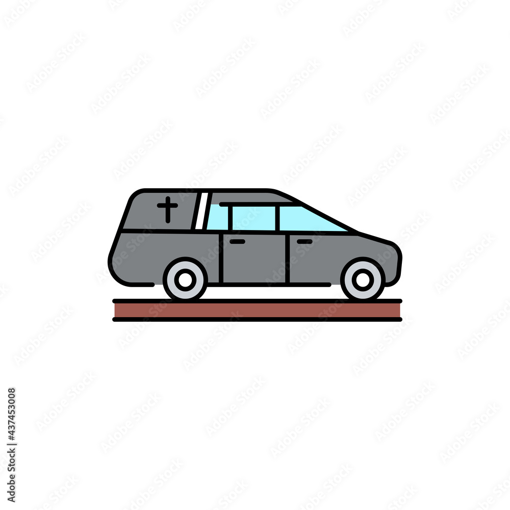 Hearse car line color icon. Religion. Sign for web page